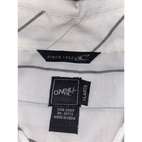 ONeill Mens White & Gray Striped Short Sleeve Button-Up Shirt XL - Picture 3 of 3